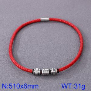 Stainless Steel Leather Necklaces - KN282865-TXH