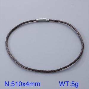 Stainless Steel Leather Necklaces - KN282884-TXH