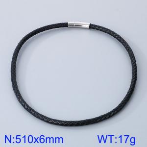 Stainless Steel Leather Necklaces - KN282886-TXH
