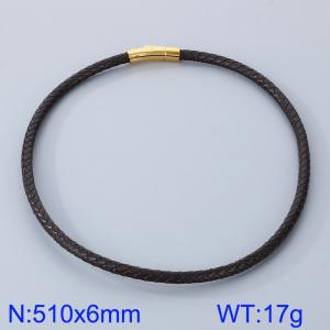 Stainless Steel Leather Necklaces - KN282888-TXH