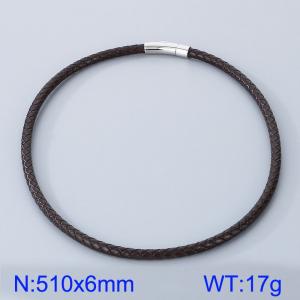 Stainless Steel Leather Necklaces - KN282890-TXH