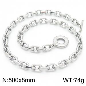 Stainless steel O-shaped chain OT buckle necklace for men and women - KN282953-Z