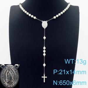 Stainless Steel Rosary Necklace - KN283261-YU