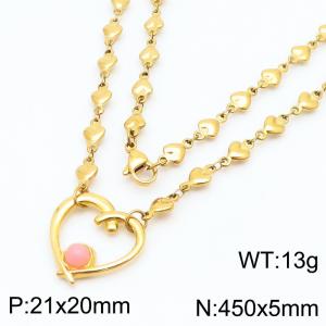 SS Gold-Plating Necklace - KN284054-Z