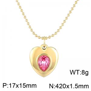 Stainless Steel Stone Necklace - KN284072-HM