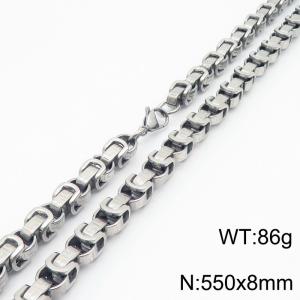 High Quality Silver Color Stainless Steel Box Chain Great Wall Line Necklaces Jewelry For Men - KN285616-JG
