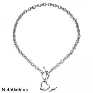 French O-chain stainless steel heart-shaped women's necklace - KN285847-Z
