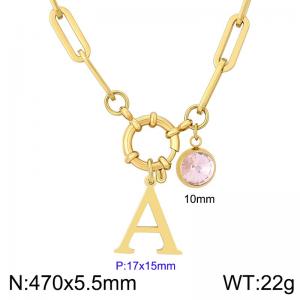 Stainless steel slingshot buckle English letter necklace - KN285857-Z