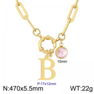 Stainless steel slingshot buckle English letter necklace - KN285858-Z