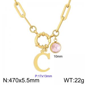 Stainless steel slingshot buckle English letter necklace - KN285859-Z