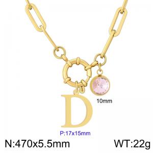 Stainless steel slingshot buckle English letter necklace - KN285860-Z