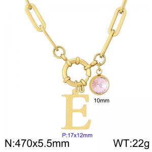 Stainless steel slingshot buckle English letter necklace - KN285861-Z