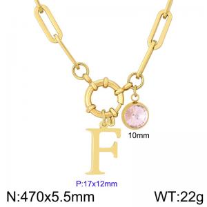 Stainless steel slingshot buckle English letter necklace - KN285862-Z