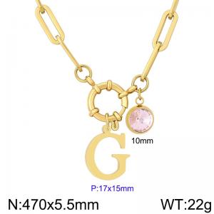 Stainless steel slingshot buckle English letter necklace - KN285863-Z