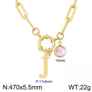 Stainless steel slingshot buckle English letter necklace - KN285866-Z