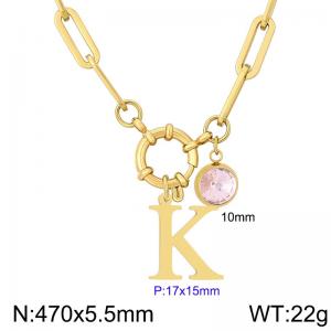 Stainless steel slingshot buckle English letter necklace - KN285867-Z