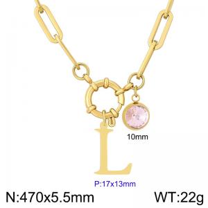 Stainless steel slingshot buckle English letter necklace - KN285868-Z