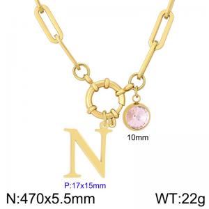 Stainless steel slingshot buckle English letter necklace - KN285870-Z