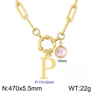 Stainless steel slingshot buckle English letter necklace - KN285872-Z