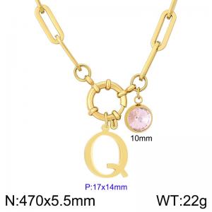 Stainless steel slingshot buckle English letter necklace - KN285873-Z