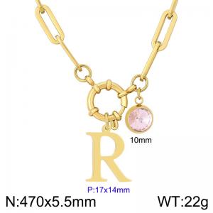 Stainless steel slingshot buckle English letter necklace - KN285874-Z