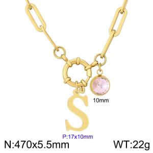 Stainless steel slingshot buckle English letter necklace - KN285875-Z