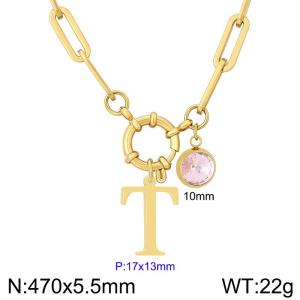 Stainless steel slingshot buckle English letter necklace - KN285876-Z