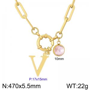 Stainless steel slingshot buckle English letter necklace - KN285878-Z