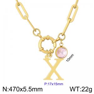 Stainless steel slingshot buckle English letter necklace - KN285880-Z