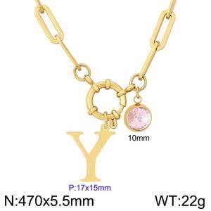 Stainless steel slingshot buckle English letter necklace - KN285881-Z