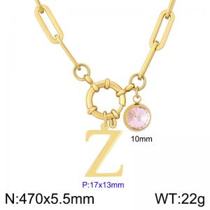 Stainless steel slingshot buckle English letter necklace - KN285882-Z