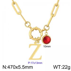 Stainless steel slingshot buckle English letter necklace - KN285908-Z