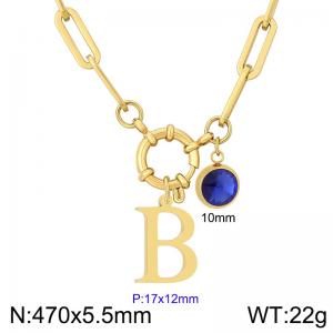 Stainless steel slingshot buckle English letter necklace - KN285910-Z