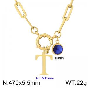 Stainless steel slingshot buckle English letter necklace - KN285928-Z