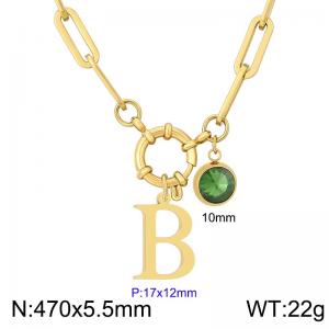 Stainless steel slingshot buckle English letter necklace - KN285936-Z