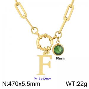 Stainless steel slingshot buckle English letter necklace - KN285940-Z