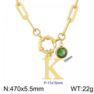 Stainless steel slingshot buckle English letter necklace - KN285945-Z