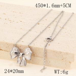 Fashion Stainless Steel Bowknot Bow Pendant Necklace Women Chic Jewelry Wholesale Collar - KN286004-YX
