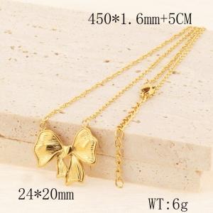 Fashion Stainless Steel Bowknot Bow Pendant Necklace Women Chic Jewelry Wholesale Collar - KN286005-YX