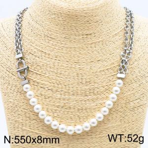 550x8mm Stainless Steel Men's and Women's Double chain O-shaped Chain Precious Splicing Necklace Jewelry - KN286016-KFC