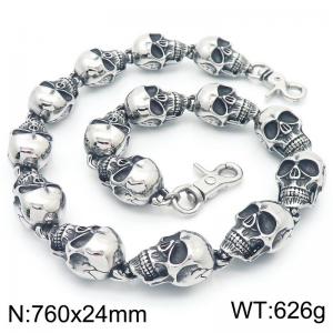 Stainless steel skull necklace - KN286251-KJX