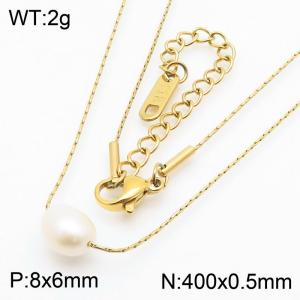 Pearl pendant gold necklace - KN286381-KLX