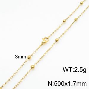 3mm 50cm Round Bead Stainless Steel Chain Women Gold - KN286866-Z