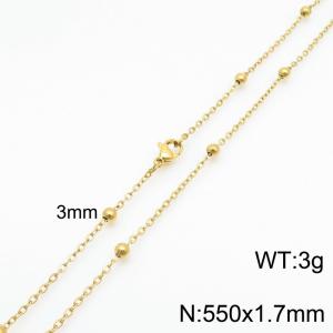 3mm 55cm Round Bead Stainless Steel Chain Women Gold - KN286867-Z