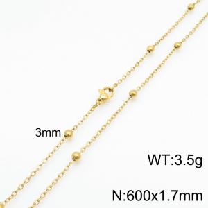 3mm 60cm Round Bead Stainless Steel Chain Women Gold - KN286868-Z