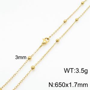 3mm 65cm Round Bead Stainless Steel Chain Women Gold - KN286869-Z