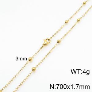 3mm 70cm Round Bead Stainless Steel Chain Women Gold - KN286870-Z