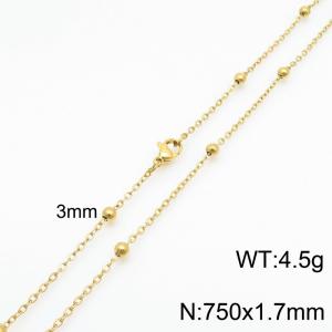 3mm 75cm Round Bead Stainless Steel Chain Women Gold - KN286871-Z