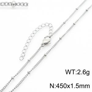 1.5mm 45cm Round Bead Stainless Steel Chain Women Silver - KN287161-Z