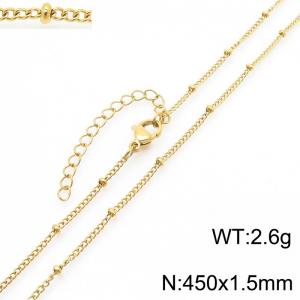 1.5mm 45cm Round Bead Stainless Steel Chain Women Gold - KN287162-Z